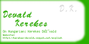 devald kerekes business card